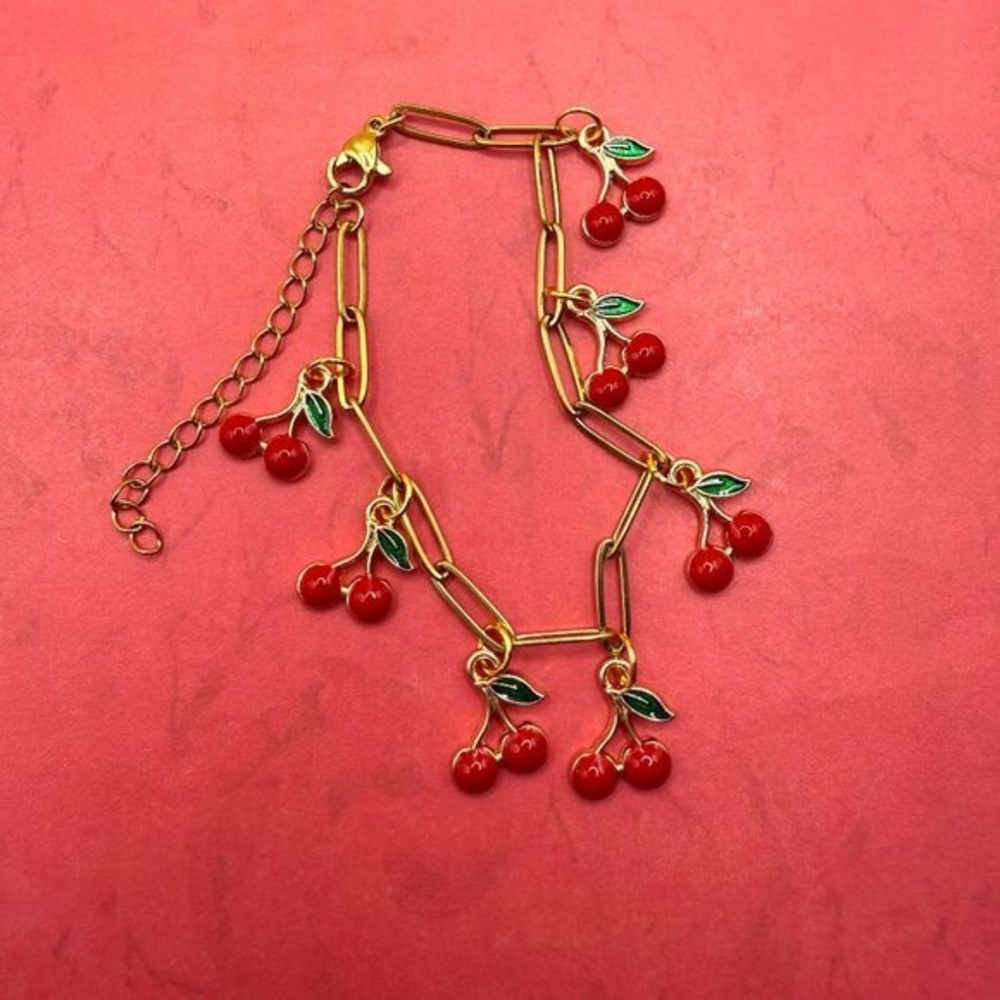 Cherry Charm Gold Necklace